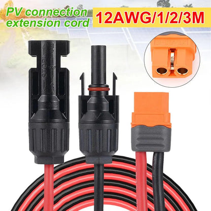 Solar Connector to XT60I - F Adapter 12AWG Cable Connect Solar Panel Charge Cable 1/2/3M for Generator Portable Power Station - Solar Cable - Open Cut Off - Grid