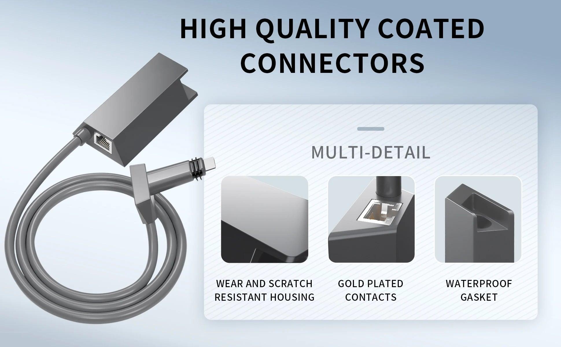 Starlink Ethernet Adapter V2,Satellite Internet V2 for Rectangle Dish Gen2,Satellite Internet Compatible RJ45 Wired External Starlink Cables & Adaptors