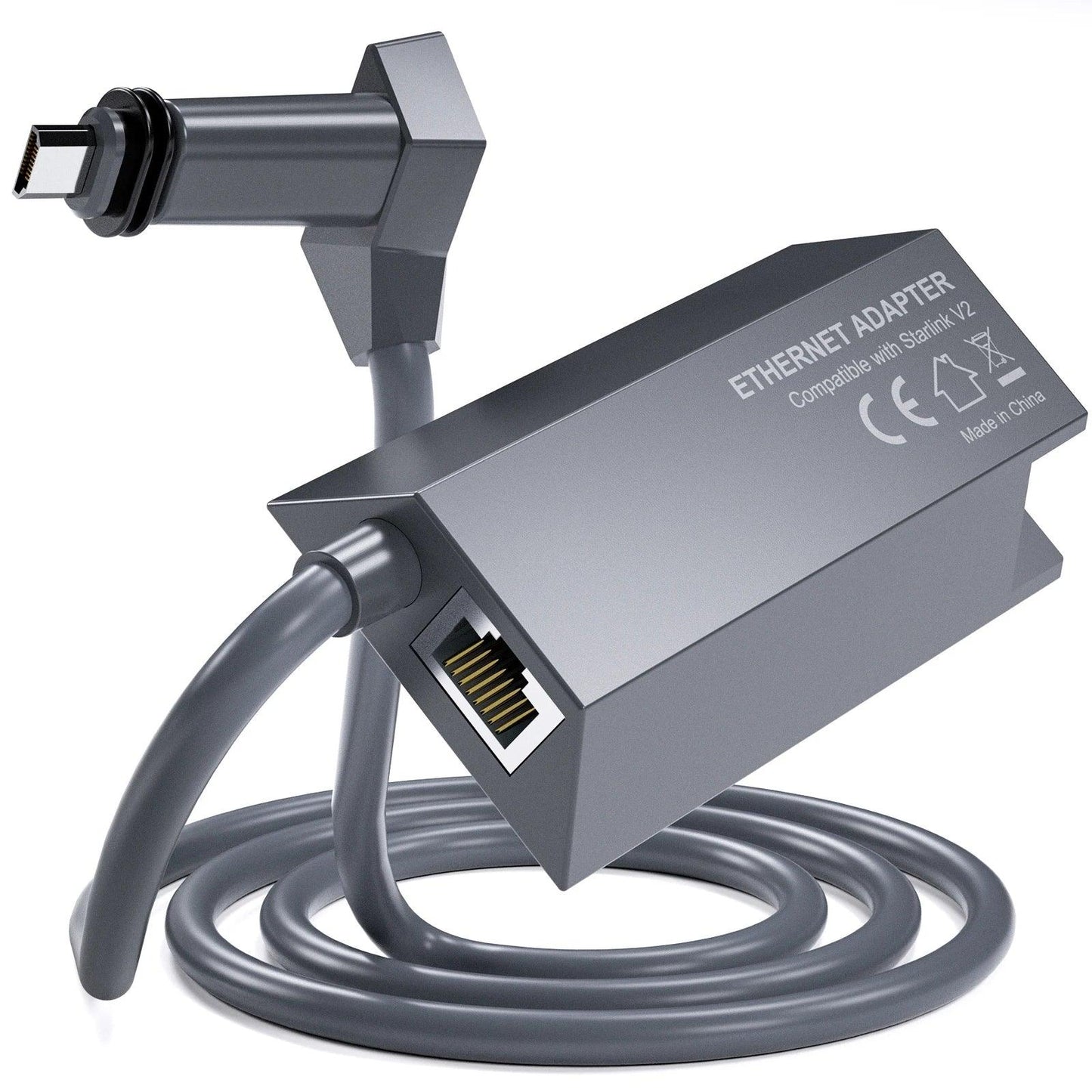 Starlink Ethernet Adapter V2,Satellite Internet V2 for Rectangle Dish Gen2,Satellite Internet Compatible RJ45 Wired External Starlink Cables & Adaptors