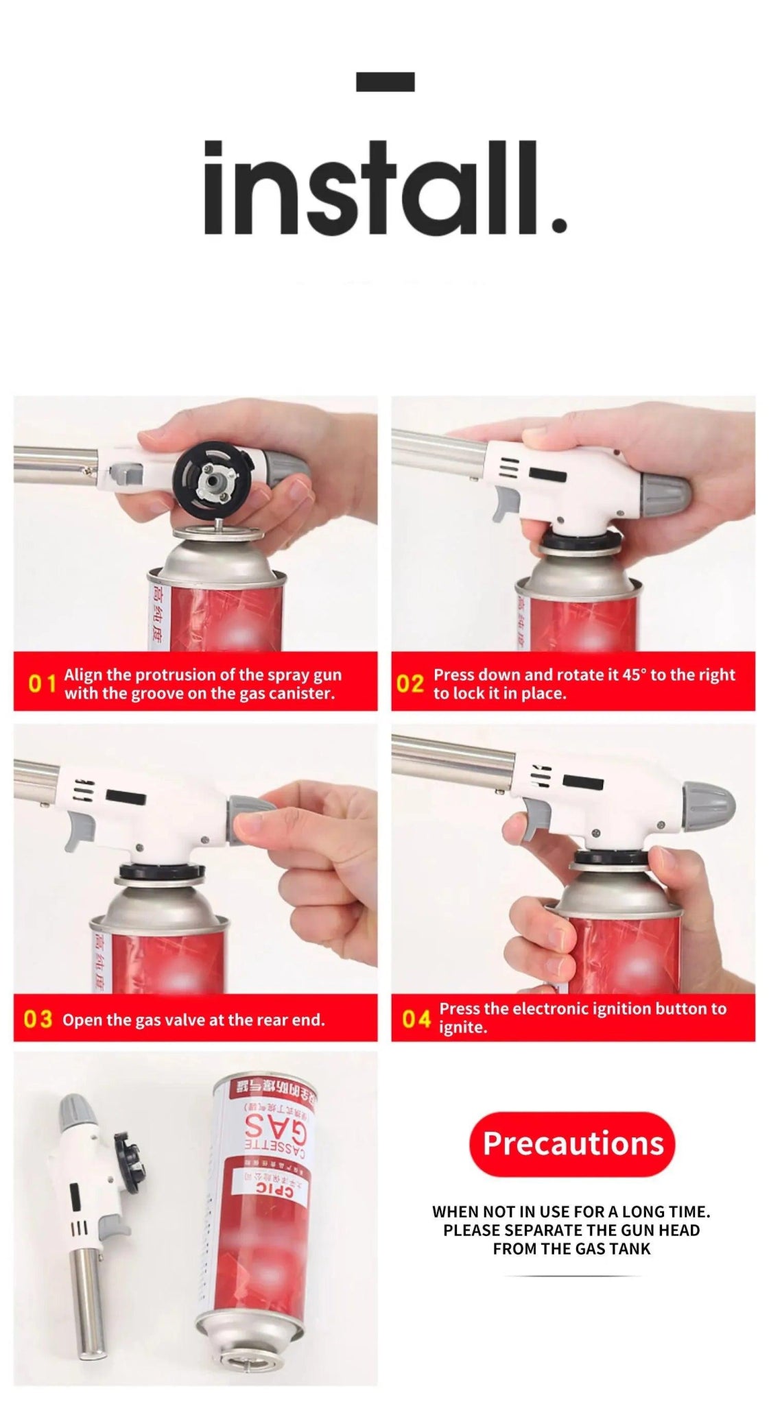 Torch Cooking AutoIgnition Butane Gas Welding-Burner Welding Gas Burner Flame Gas Torch Flame Gun Blow for BBQ Camping Cooking Butane Torch