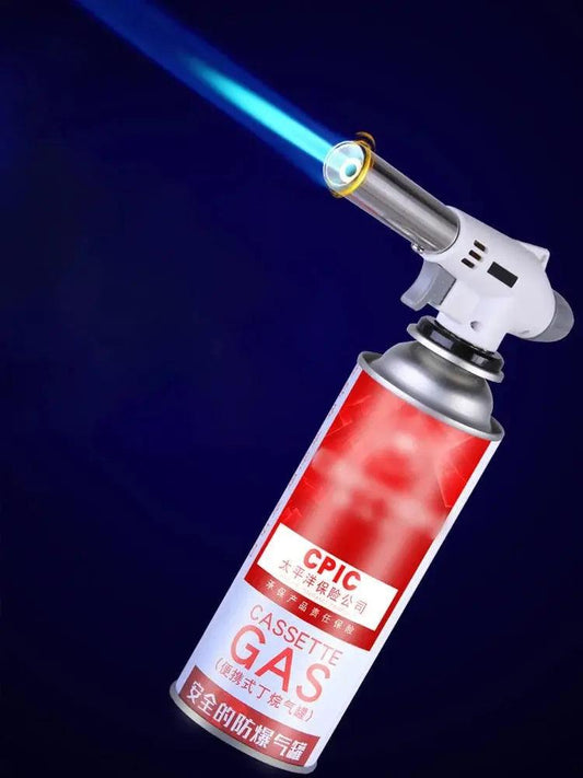 Torch Cooking AutoIgnition Butane Gas Welding - Burner Welding Gas Burner Flame Gas Torch Flame Gun Blow for BBQ Camping Cooking - Butane Torch - Open Cut Off - Grid