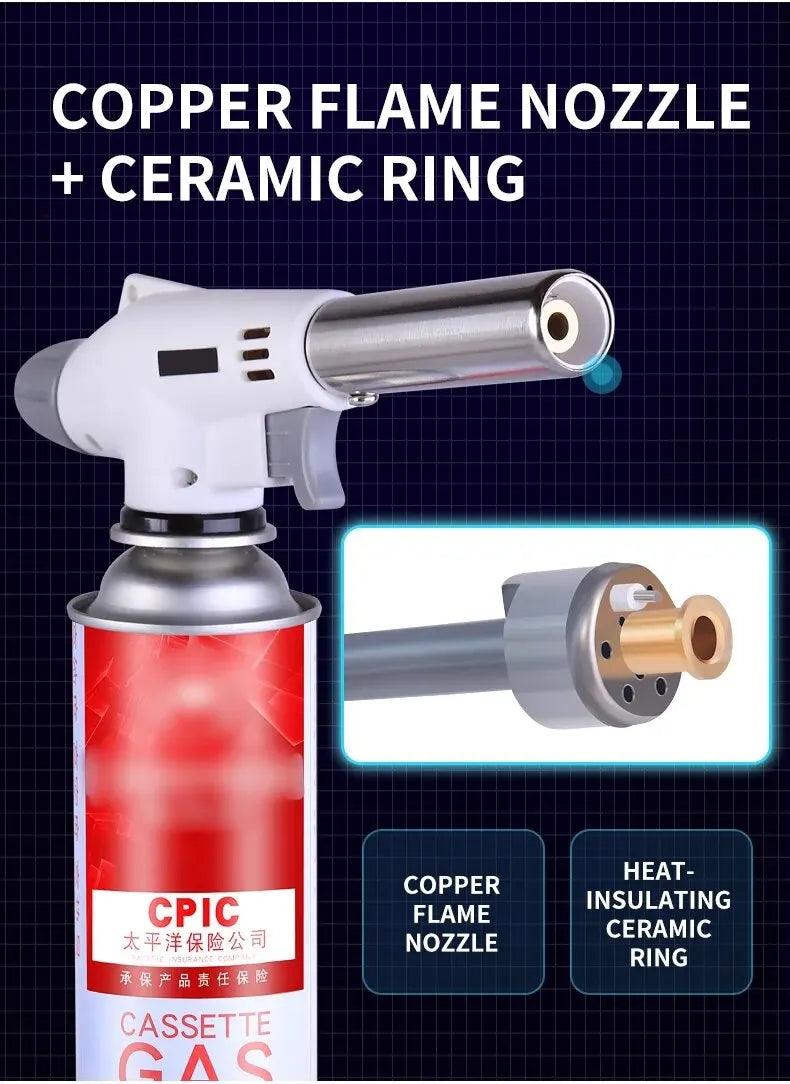 Torch Cooking AutoIgnition Butane Gas Welding-Burner Welding Gas Burner Flame Gas Torch Flame Gun Blow for BBQ Camping Cooking Butane Torch