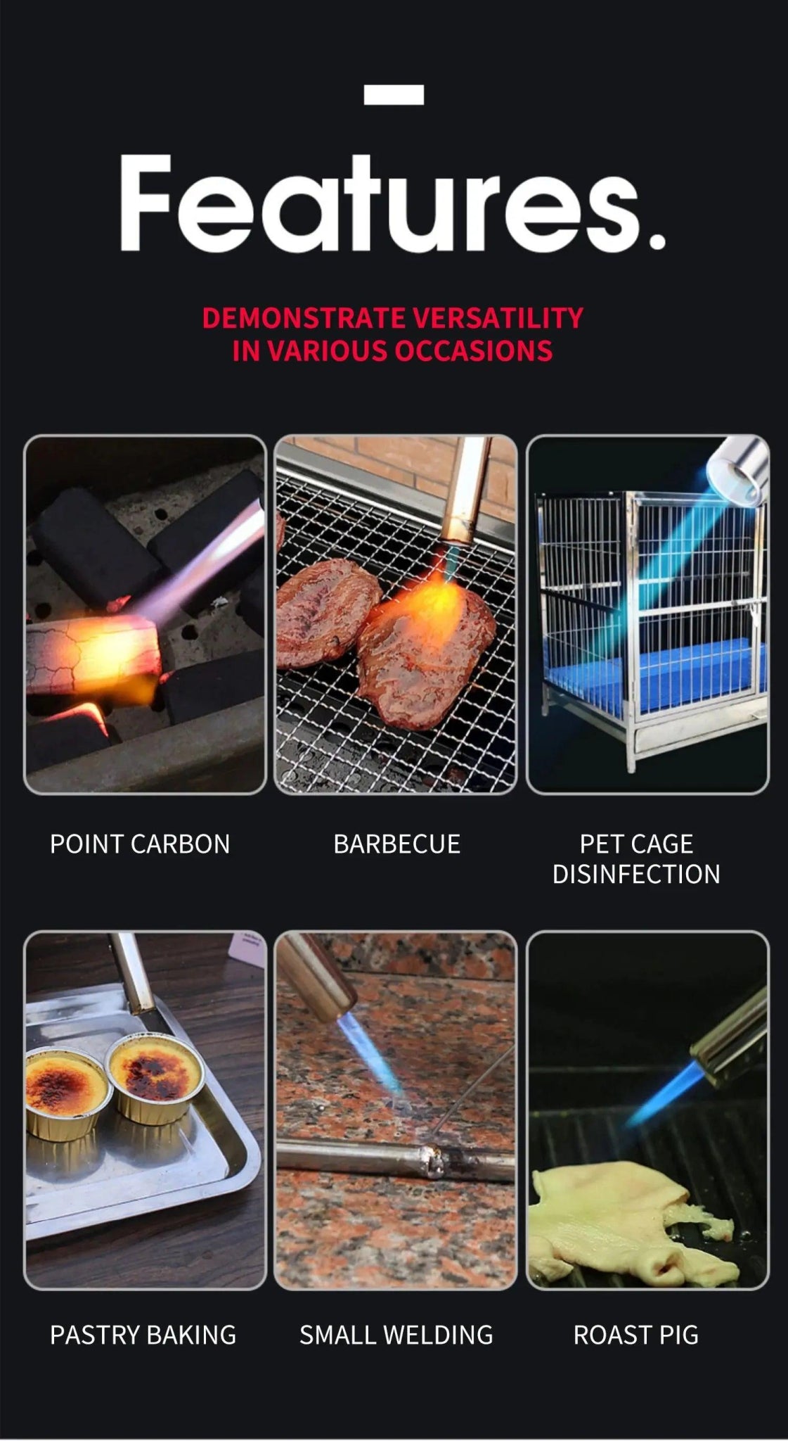 Torch Cooking AutoIgnition Butane Gas Welding-Burner Welding Gas Burner Flame Gas Torch Flame Gun Blow for BBQ Camping Cooking Butane Torch