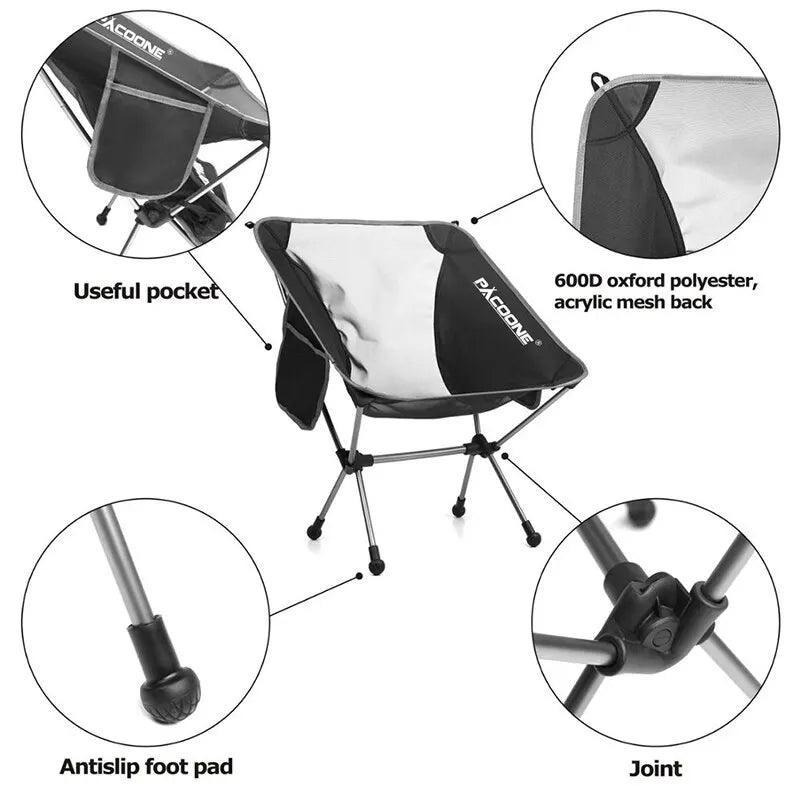 Travel Ultralight Folding Aluminum Chair Superhard High Load Outdoor Camping Portable Beach Hiking Picnic Seat Fishing Chair Camp Chairs