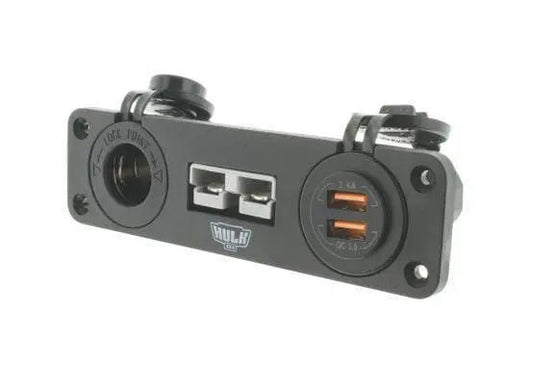 Triple Flush Mount Housing + 50amp Anderson + USB/ACC Socket - Flush Mount Accessory Panel - Hulk 4x4