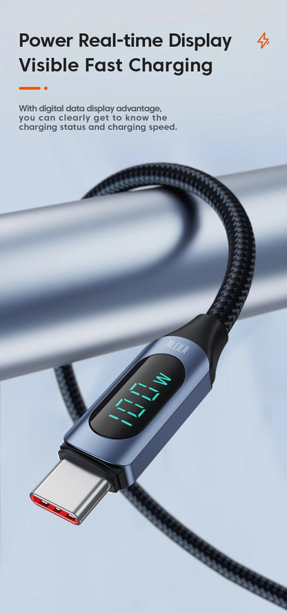 Type C to Type C Cable 100W PD Fast Charging Charger USB C to USB C Display Cable For Xiaomi POCO F3 Realme Macbook iPad - Charging Cable - Open Cut Off - Grid