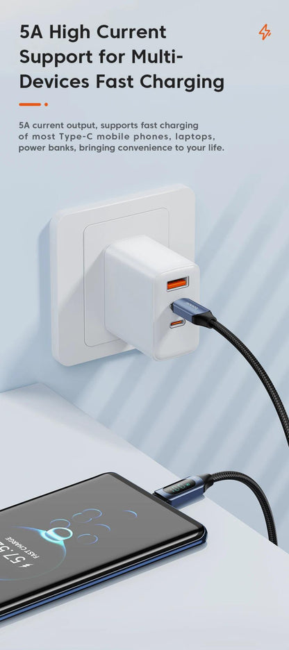Type C to Type C Cable 100W PD Fast Charging Charger USB C to USB C Display Cable For Xiaomi POCO F3 Realme Macbook iPad - Charging Cable - Open Cut Off - Grid