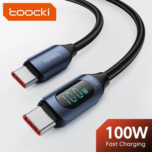 Type C to Type C Cable 100W PD Fast Charging Charger USB C to USB C Display Cable For Xiaomi POCO F3 Realme Macbook iPad - Charging Cable - Open Cut Off - Grid