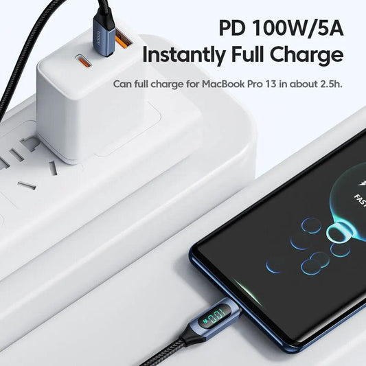 Type C to Type C Cable 100W PD Fast Charging Charger USB C to USB C Display Cable For Xiaomi POCO F3 Realme Macbook iPad - Charging Cable - Open Cut Off - Grid