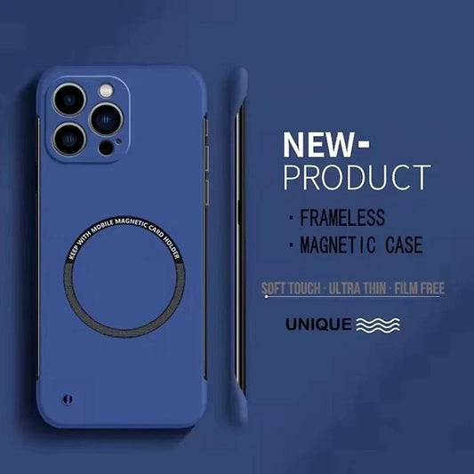 Ultra Thin Magnetic Frameless Phone Case For Magsafe For iPhone 16 15 14 13 12 11 Pro Max Plus Matte Color Solid Cover - Mobile Phone Case - Open Cut Off - Grid