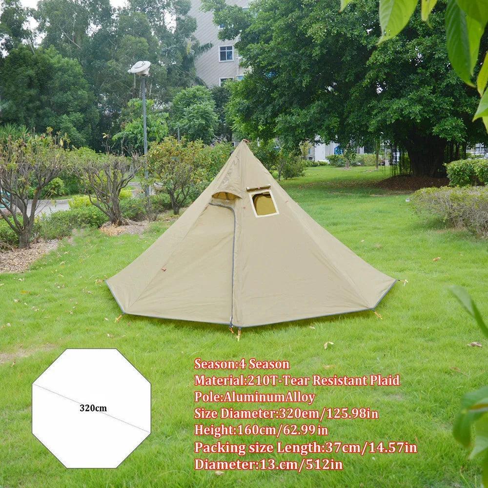 Ultralight Outdoor Camping Pyramid Tent Backpacking Hiking Tents For 1-2 Person Outdoor Camping Tent with Chimney Hole Camping Tent