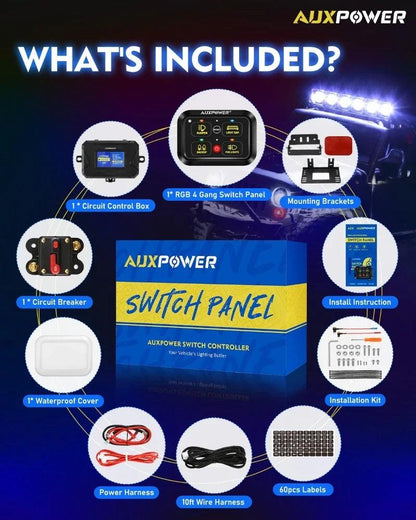 Universal RGB 4 Gang LED Switch Panel Lights On-Off Electronic Power Relay Control System for Cars SUV CAMPER RV MARINE Switch Panel