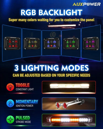 Universal RGB 4 Gang LED Switch Panel Lights On-Off Electronic Power Relay Control System for Cars SUV CAMPER RV MARINE Switch Panel