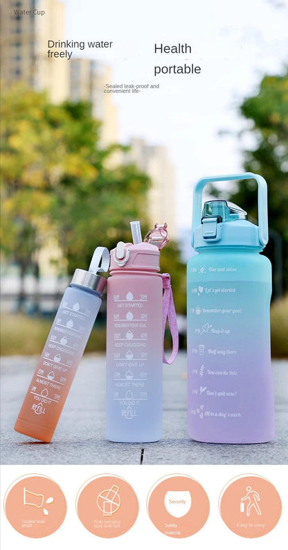 Water Bottle Motivational Drinking Bottle Sports Water Bottle With Time Marker Portable Reusable Plastic Cups Outdoor Travel Gym Water Bottle