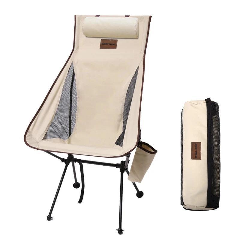WESTTUNE Portable Folding Camping Chair with Headrest Lightweight Tourist Chairs Aluminum Alloy Fishing Chair Outdoor Furniture Camp Chairs