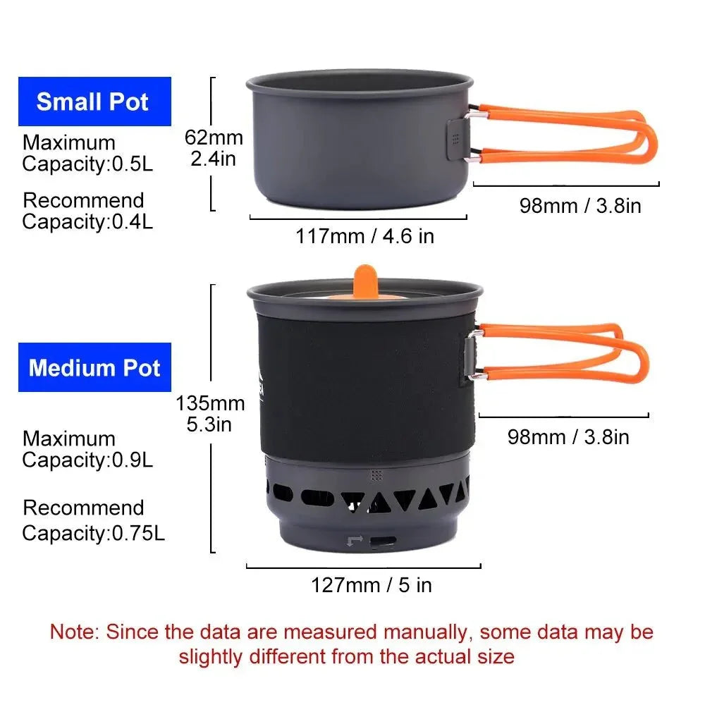 Widesea Camping Cooking System with Heat Exchanger Outdoor Gas Burner Stove Tourist Pot Set Cup Tableware Cookware Tourism Hike 
