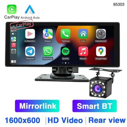 Wireless Rear View Camera System 10.26" Carplay Android Auto - Reverse Camera Kit - Open Cut Off - Grid