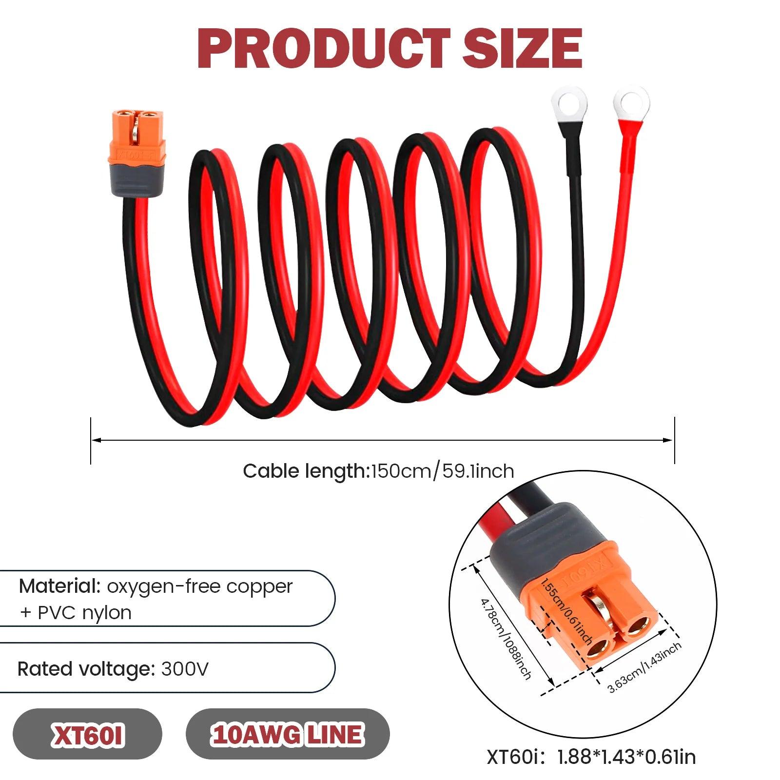 XT60i to O Ring Terminal Cable 10 AWG XT60i Female to O Ring Connector XT60i-F Extension Cable for Power Solar Solar Cable