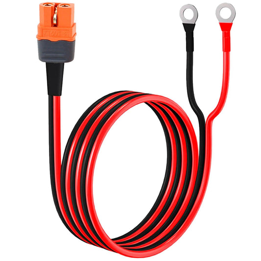 XT60i to O Ring Terminal Cable 10 AWG XT60i Female to O Ring Connector XT60i - F Extension Cable for Power Solar - Solar Cable - Open Cut Off - Grid